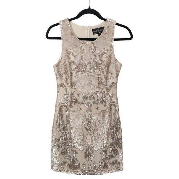 Needle & Thread Dresses & Skirts - Needle & Thread Hand-Embellished Sequin Mini Dress In Beige/gold 4 Bridal Formal